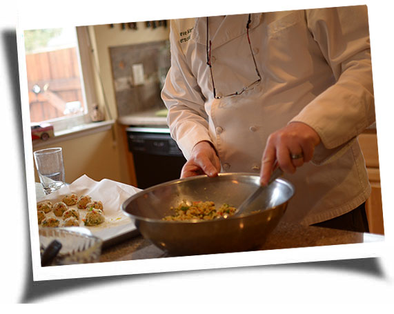 Chef Steve preparing vegetable appetizer